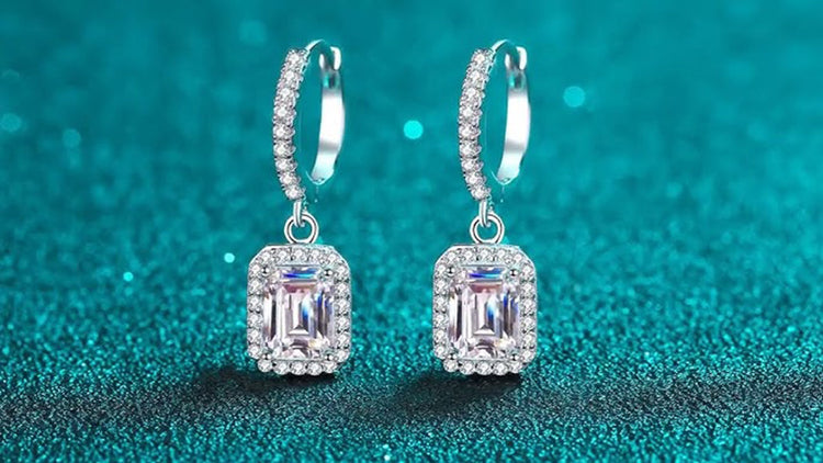 Moissanite Emerald / Radiant Cut Earrings - Jewelry Wholesale Collection