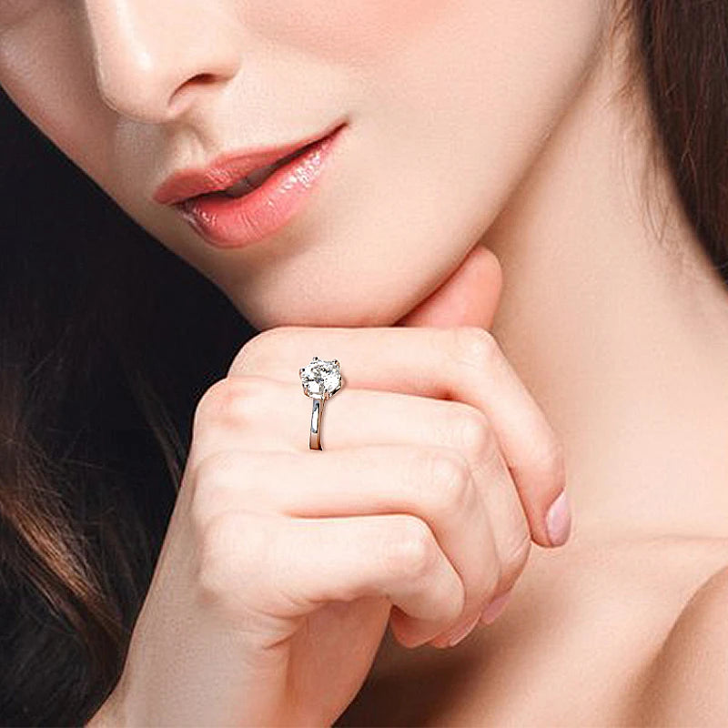 Gold Plated 100% 925 Silver 2-4 Carat Wedding Ring D Color Moissanite Solitaire Promise Rings for Women Engagement Jewelry Gift
