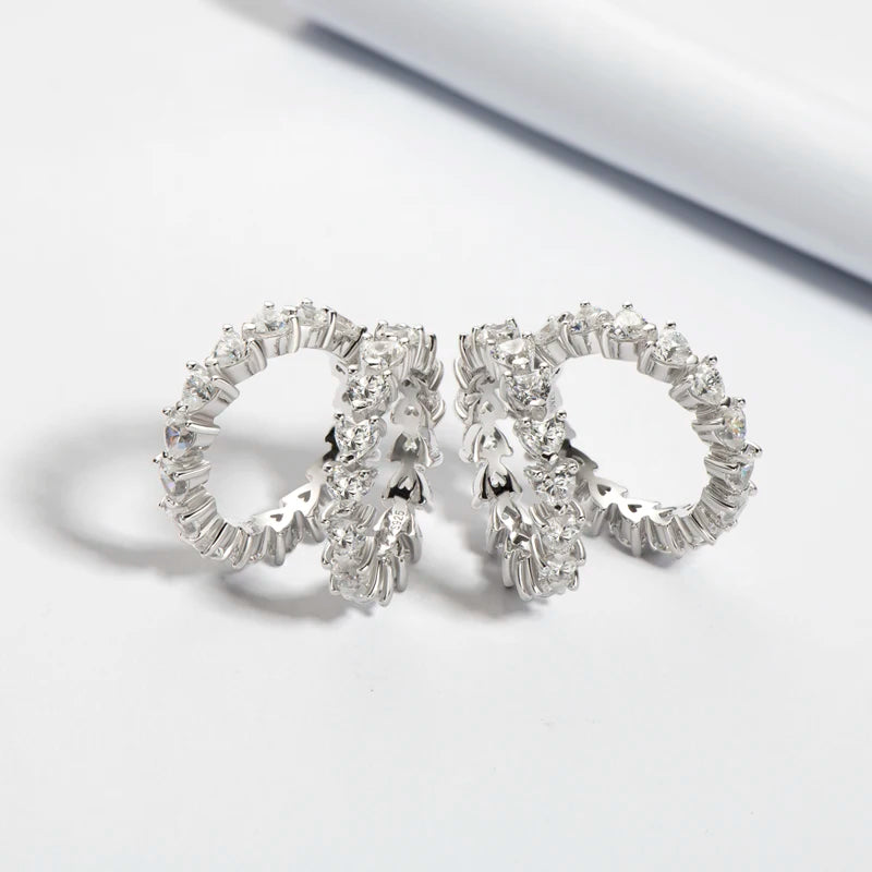 925 Sterling Silver Wedding Engagement Full Enternity Rings Anniversary Heart Cut Ring Silver Women Bridal Ring Jewelry