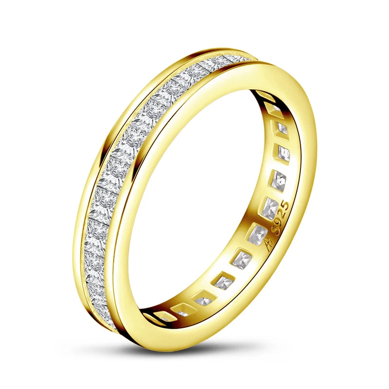 Fashion 925 Sterling Silver Full Eternity Women Engagement Ring Simulated Diamond Wedding Silver Bridal Rings Jewelry