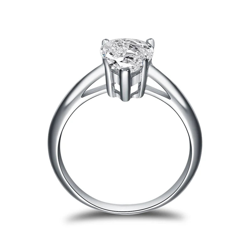 925 Silver Solitiare Ring 2ct Pear cut Women Engagement Jewelry Synthetic diamond Wedding Finger Rings Fine Jewelry Gifts