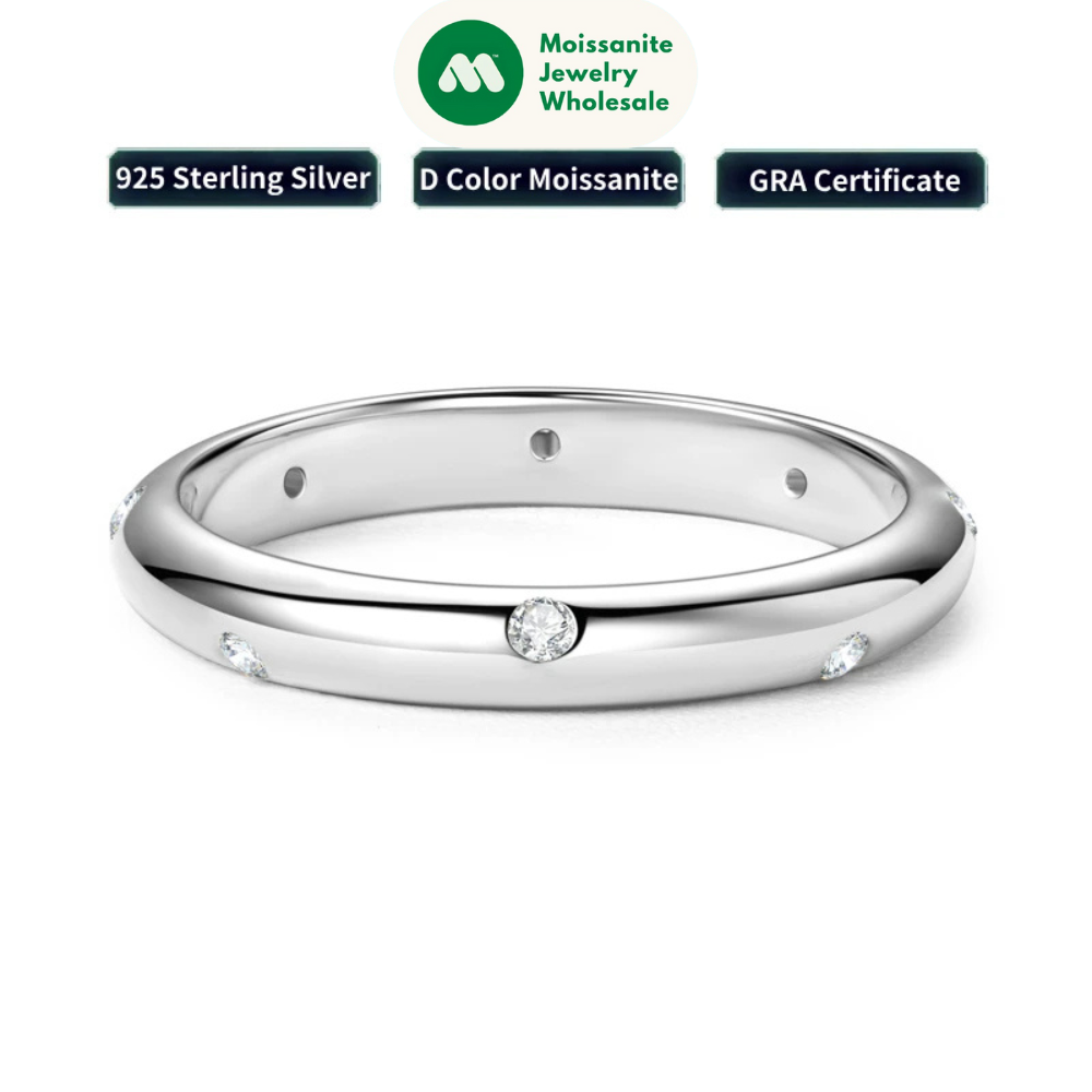 925 Sterling Silver Ring 18k Gold Plated D Color Round Moissanite Ring Promise Bands for Women Daily Jewelry Certificate