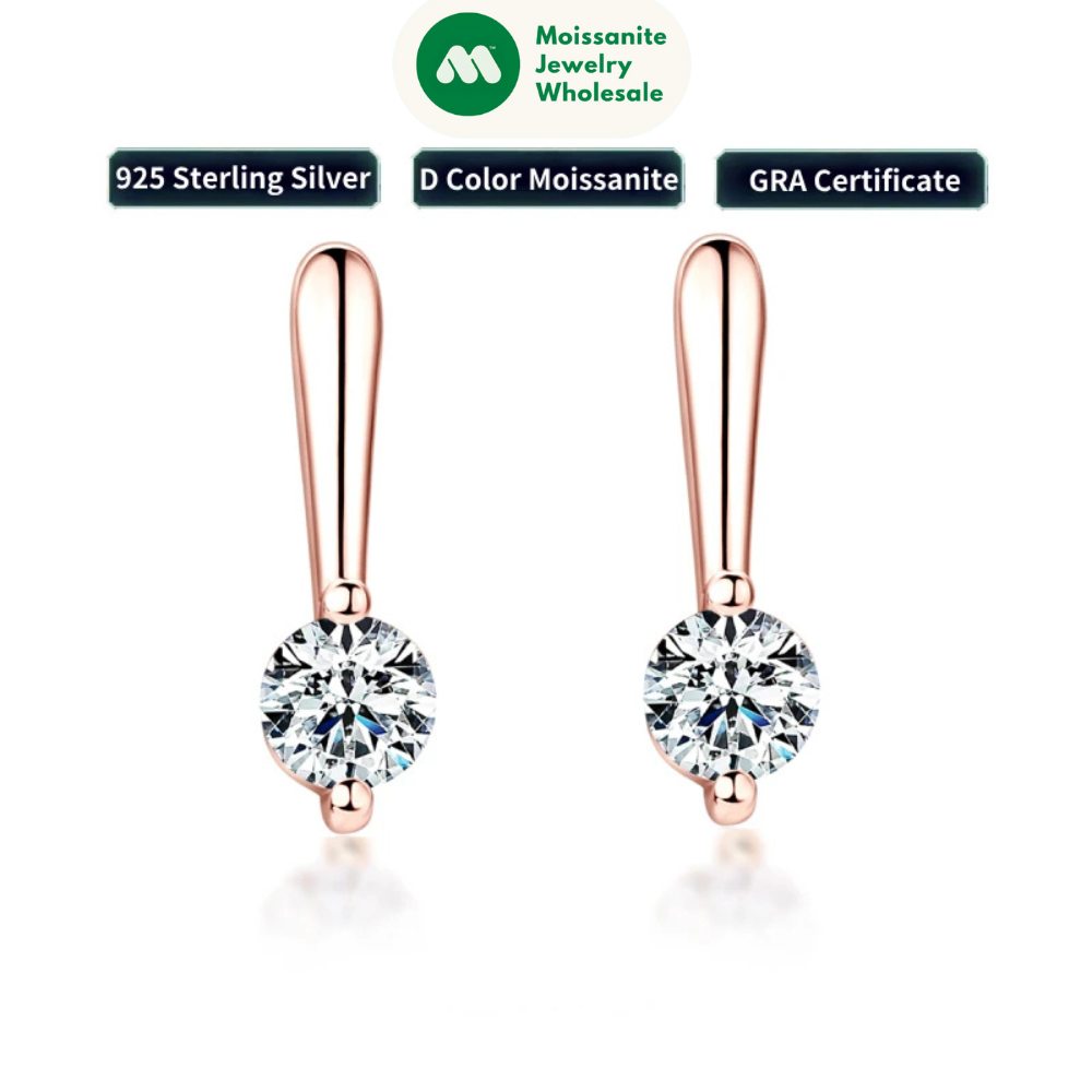 Simple Korean Moissanite Drop Hook Earring U Shape Piercing Earrings Hypoallergenic Silver 925 for Women Fine Jewelry Gift