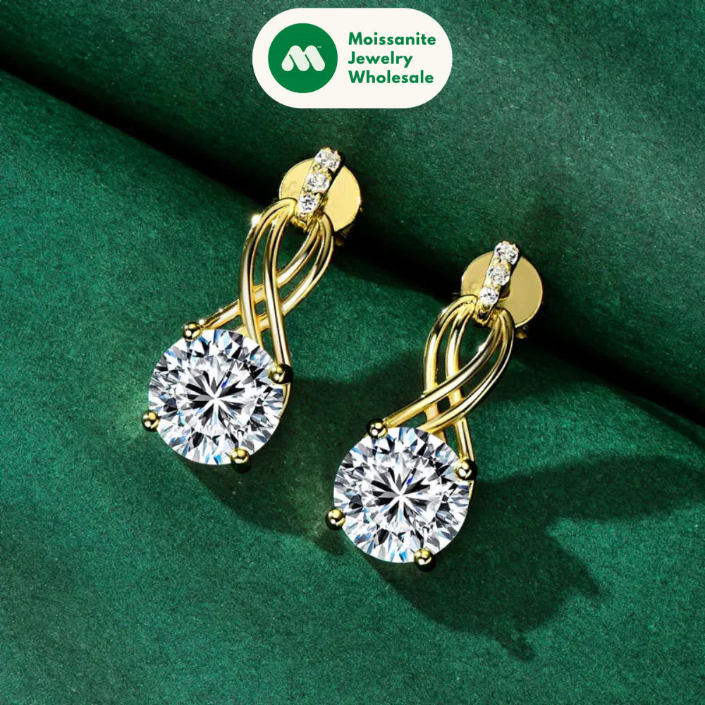 Real 925 Silver 4CTTW D VVS1 Moissanite Drop Earrings for Women Infinite Studs Earring GRA Certified Wedding Jewelry Gifts