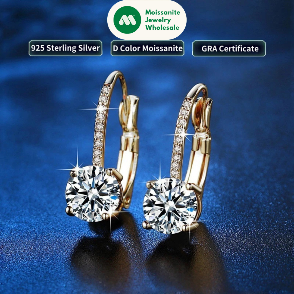 Trendy 14K Gold Plated Earrings 2023 Silver Hoops 925 Dangle Earrings for Women Lever Back Moissanite Earring Drop Girls Jewelry