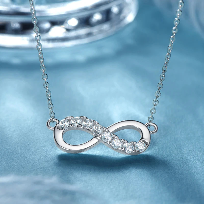 0.48CTW. Round Real Moissanite Forever Love Infinity Necklace 925 Silver Women Jewelry Birthday Gifts Pass Diamond Tester