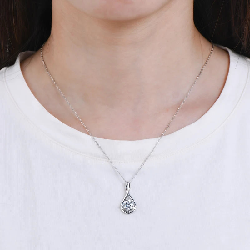 Colorful 12 Birthstone Pendant Infinity Necklace for Women 925 Silver 8mm Round Moissanite Zirconia Pearl Jewelry Birthday Gift
