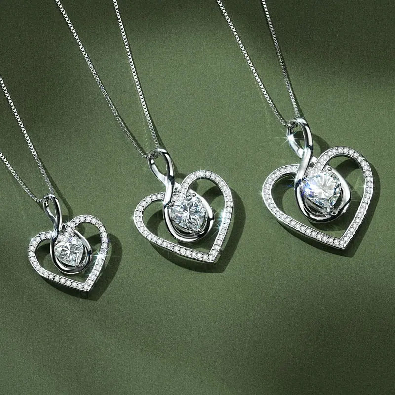 1CT 2CT 3CT Heart Cut Moissanite Pendant Necklace 925 Silver Adjustable Chain for Women GRA Certified Jewelry 2025 Gifts