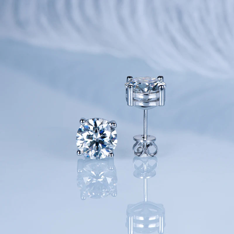 2023 Trendy Stud Earrings for Women 100% 3-11mm 0.1-5.0ct D Color Moissanite 925 Sterling Silver Sparkling Wedding Jewelry