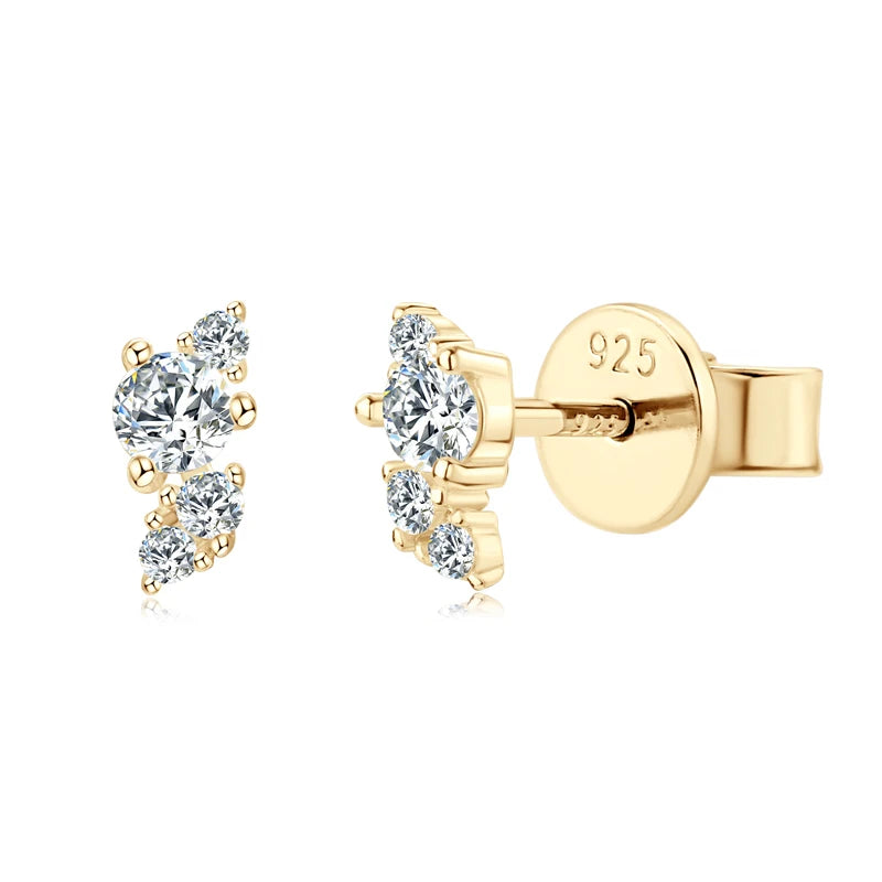 Cute Leaf-shape Moissanite Earrings 925 Sterling Silver Mini Studs Piercing Ear Earrings for Women Jewelry GRA Certificate