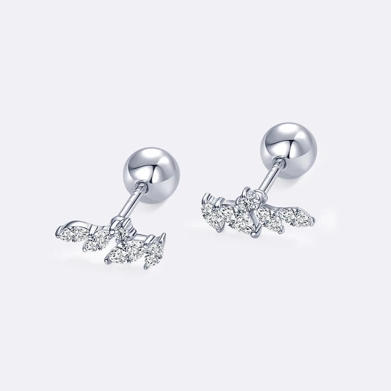 2024 Trendy Leaf-Shaped Stud Earrings Marqusie Cut Moissanite Piercing Earrings 100% 925 Silver for Women GRA Certified Jewelry