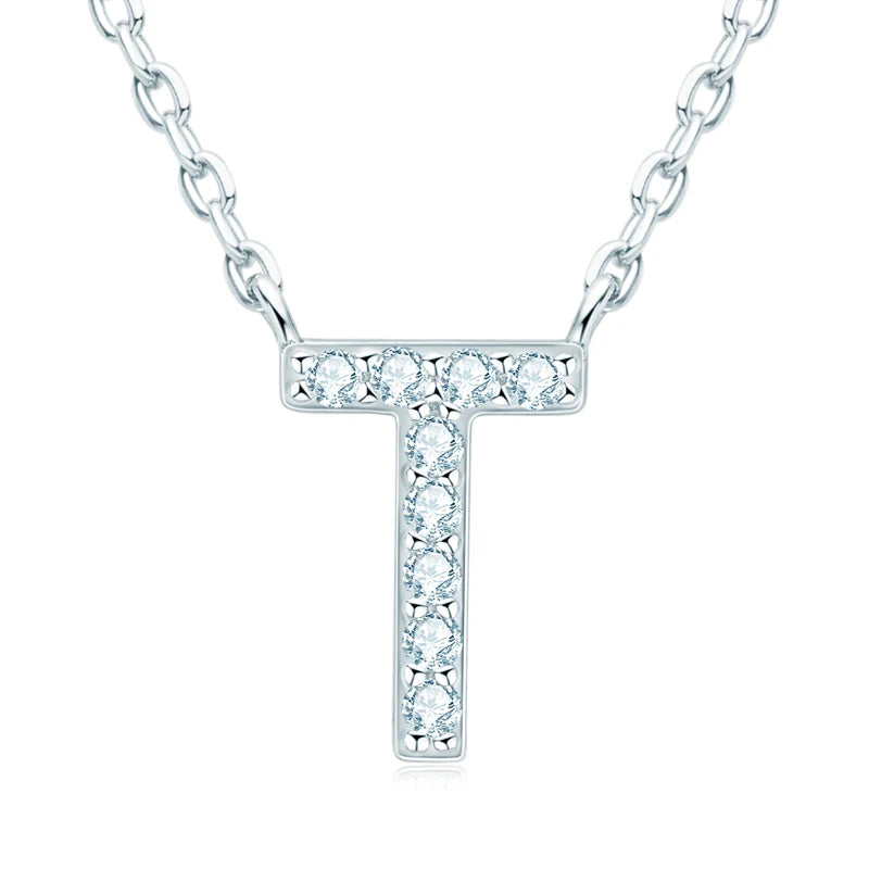 Initial Moissanite 26 Letter Pendant Necklace for Women Men Real Silver 925 Name Pendant Fine Jewelry Valentine's Day Gift