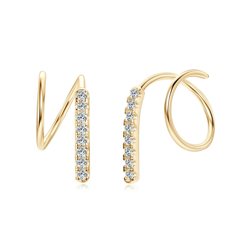 Stylish Bar Spinning Earrings 14k Gold Plated 925 Silver for Women Moissanite Piercing Earrings Jewelry 2024 Trend Gift