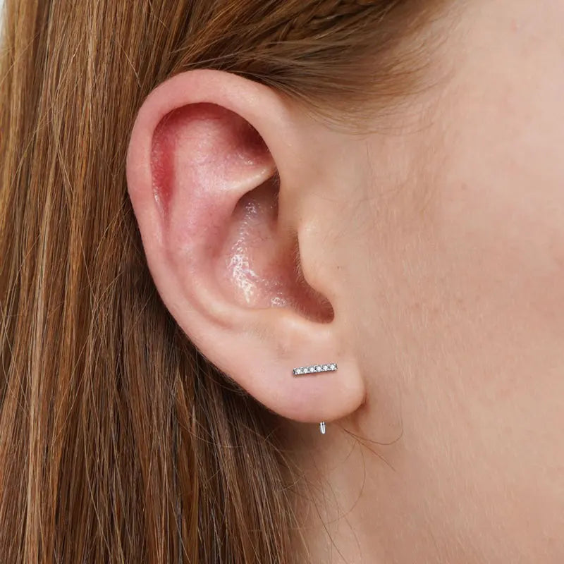 2025 Trendy 1mm Moissanite Stud Earrings 925 Sterling Silver for Women Simple Piercing Ear Earrings Cuff Fine Jewelry Gift