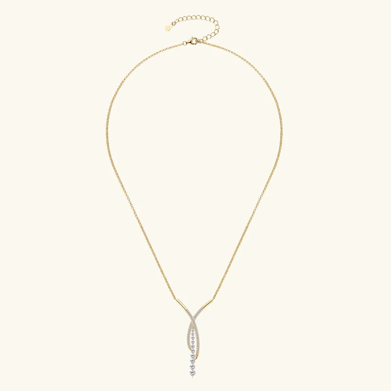 New Full Moissanite Y Pendant Necklace for Women 925 Silver Adjustable Chain Luxury Bar Moissanite Drop Jewelry Gift 2025 Trend