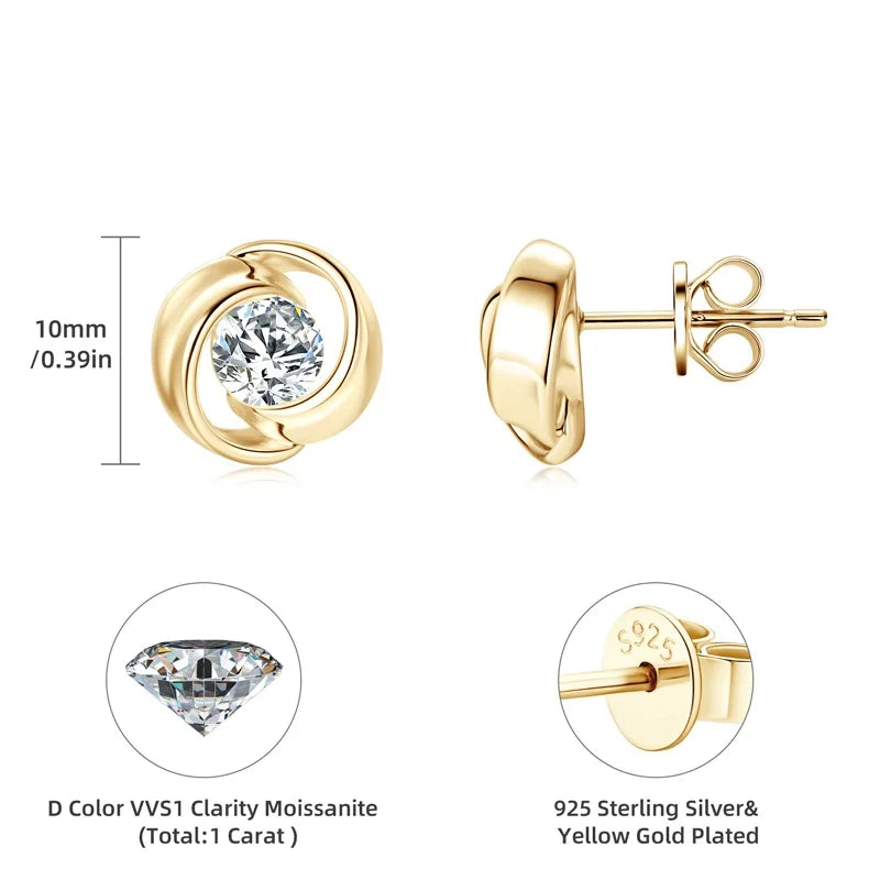 5mm 0.5CT D Color Moissanite Studs Earrings 925 Silver Cute Flower Earrings for Women Men LOVER'S 14K Gold Plated Jewelry