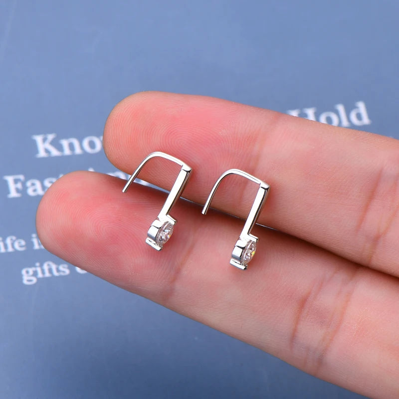 Simple Korean Moissanite Drop Hook Earring U Shape Piercing Earrings Hypoallergenic Silver 925 for Women Fine Jewelry Gift