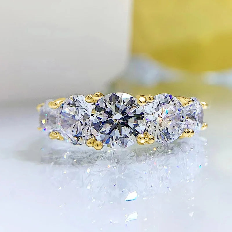 3.60CTW All Moissanite Diamond Ring Sparking D Color 5 Stones Wedding Engagement Band For Women 925 Silver Promise Jewelry
