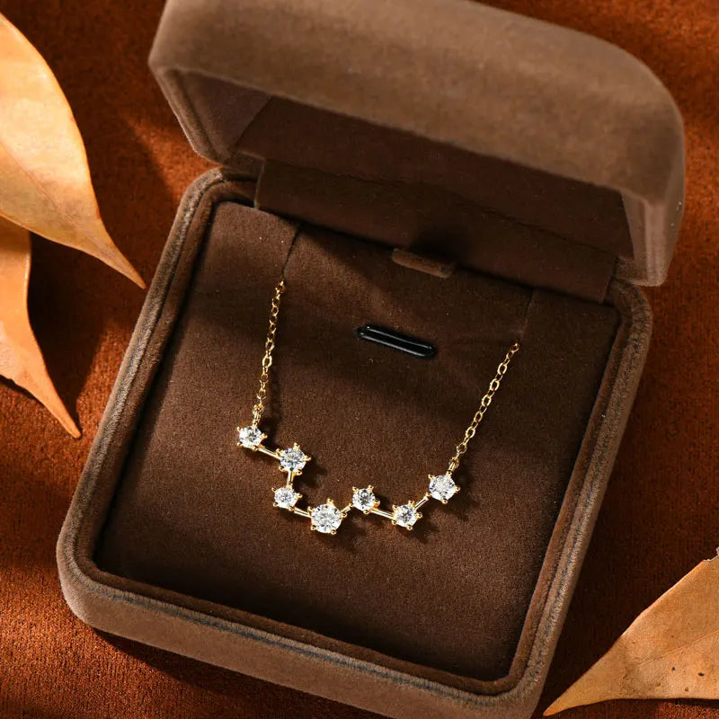 The Big Dipper Necklace Star D Moissasnite Pendant for Women Real S925 Silver Adjustable Chain Wedding Charm Jewelry Gift