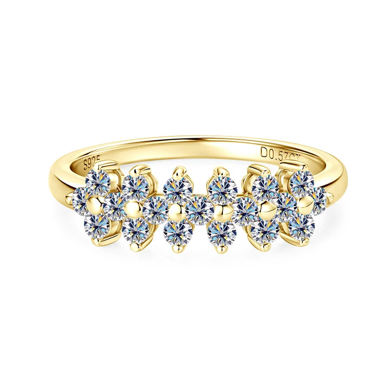 Fashion 2mm D All Moissanite Rings for Women 925 Silver Flower Eternity Ring Bands Daily Wear Finger Jewelry Gifts 2025