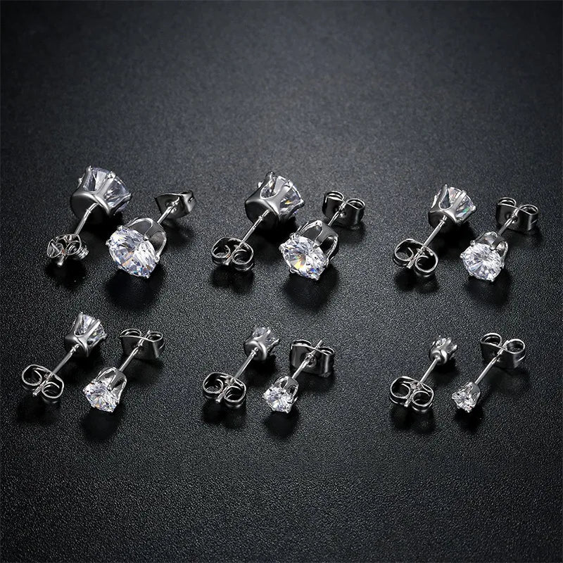 Stud Earrings for Men Women Real D Color Moissanite 3mm-9mm Multiple Sizes Earring 925 Silver Jewelry Girls Gift Certified