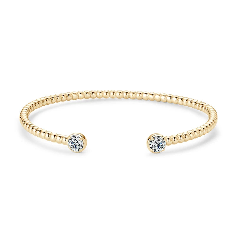 Solid 925 Sterling Silver Open Bangle Cuff 5mm 0.5ct D Color Round Cut Moissanite Bracelet GRA Certificate Women's Jewelry