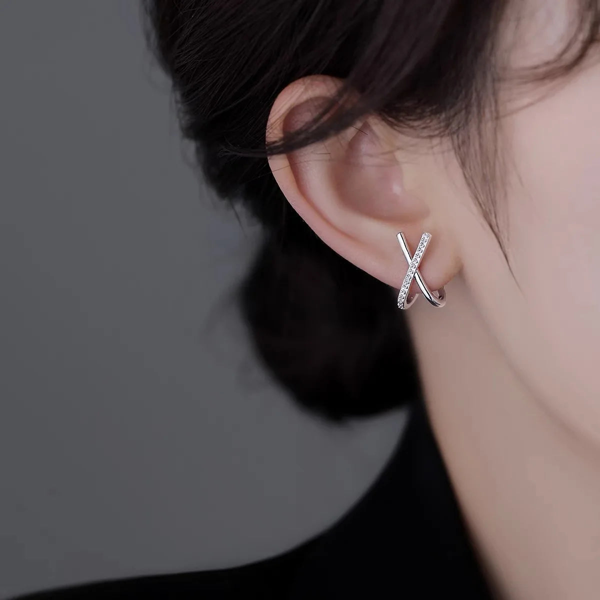 Trendy Moissanite Cross X Stud Earrings S925 Silver for Women Piercing Ear Earring Fashion Fine Jewelry Gift Valentine's