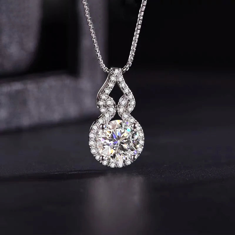 2025 Trendy Gourd Shaped Pendant Necklace Moissanite 3CT 2CT 1CT for Women 925 Silver Adjustable Chain D Color Lab Diamond Jewel