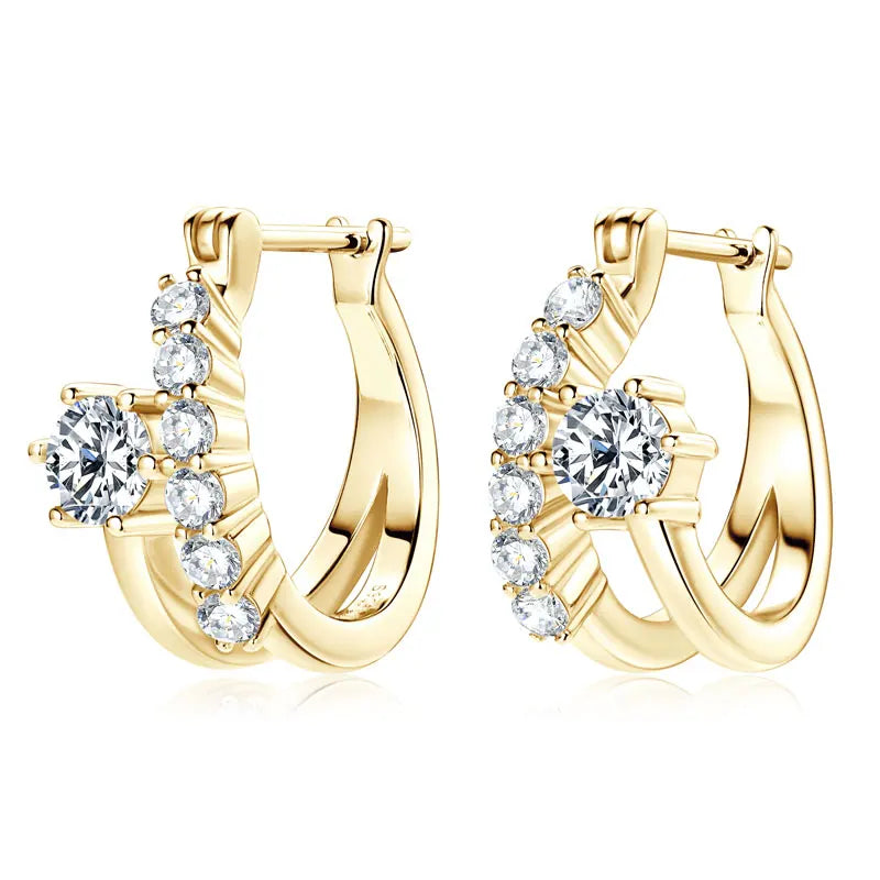 925 Silver 4mm Moissanite Earrings Trendy Split Hoop Earrings For Women Girl Sparking Jewelry GRA Christmas Valentine Gift