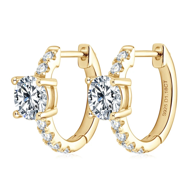 100% 925 Sterling Silver Earrings 2.36CTW. Moissanite Hoop Huggie Earrings for Women Gift Jewelry Engagement Birthday Valentine