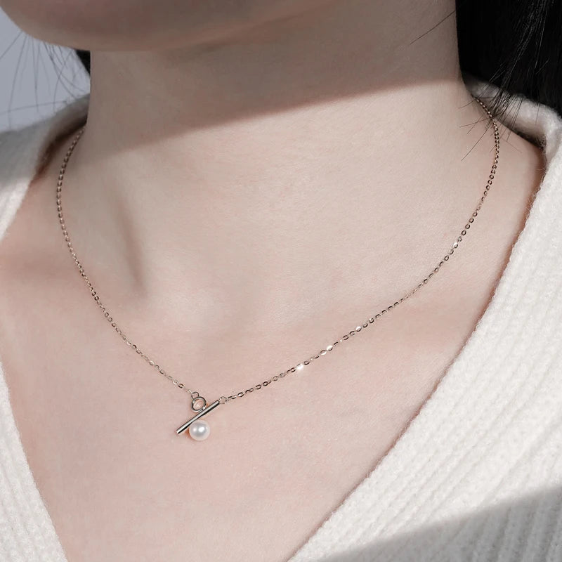 S925 Silver Percentage % Pendant Necklace 5.5-6mm Natural Freshwater Pearl Necklaces For Women Fine Jewelry 2025 Trend
