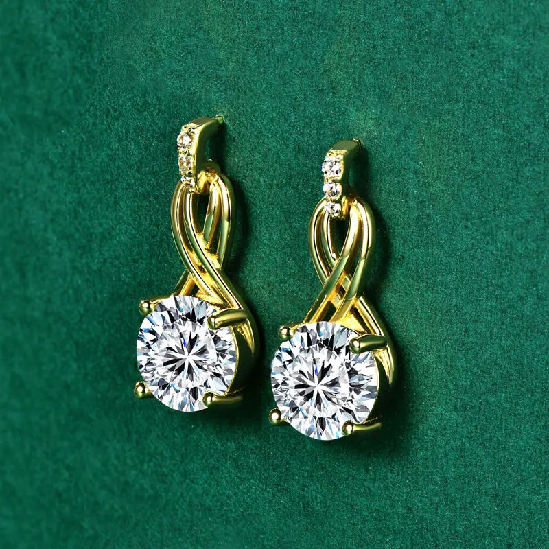 Real 925 Silver 4CTTW D VVS1 Moissanite Drop Earrings for Women Infinite Studs Earring GRA Certified Wedding Jewelry Gifts