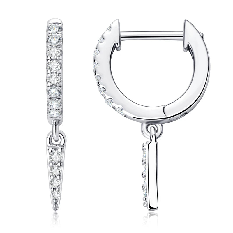 Personalized Triangular Moissanite Drop Earrings 100% Silver 925 Hoop Huggie Earring For Women Gift Jewelry with GRA Certificate