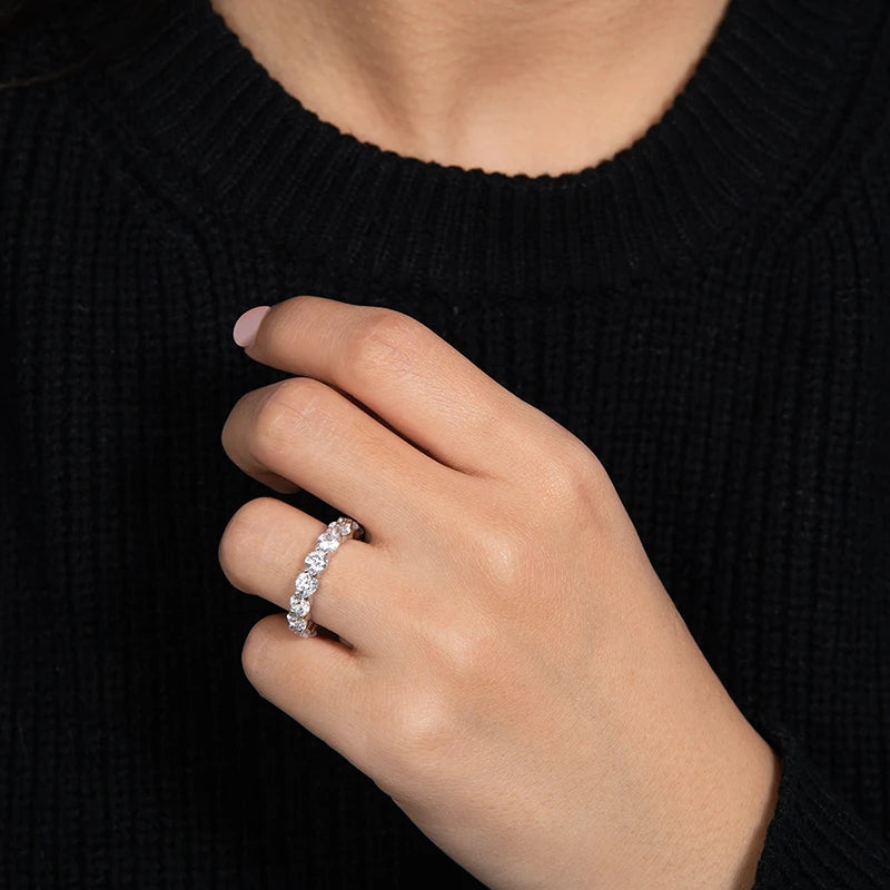 925 Sterling Silver 4mm Round Cut Full Eternity ring Wedding Band Anniversary Ring for Women