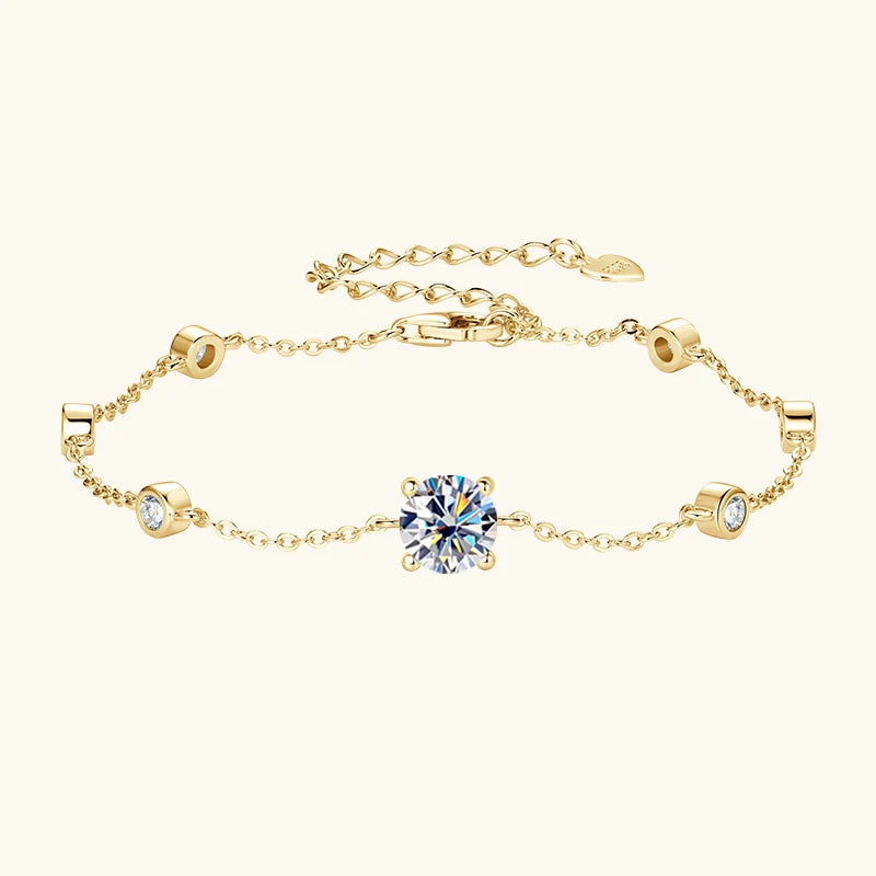 2025 Fashion Bracelets 6.5mm 1CT D All Moissanite Bracelet for Women 925 Silver Adjustable Chain Lab Diamond Jewelry Gifts