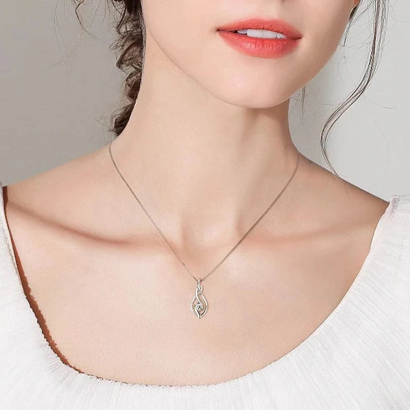 Real D0.43CT Moissanite Twist Pendant Infinity Necklace Silver 925 Sterling for Women Jewelry Wedding Party Birthday Gifts