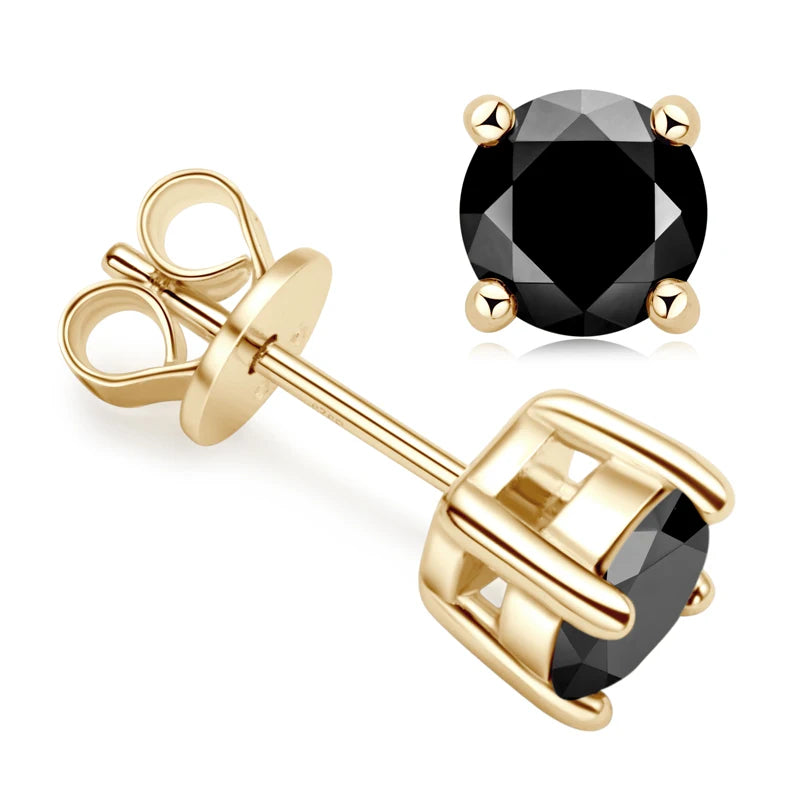 Sparkle Real Moissanite Black Stud Earrings Diamond 925 Silver Gold Ear Piercing Jewelry for Women Men Gifts 3mm/4mm/5mm