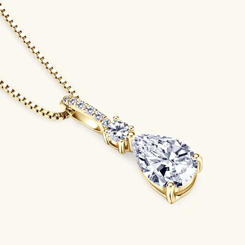 Luxury Necklace 4CT 2CT Pear Cut D VVS1 Waterdrop All Moissanite Pendant for Women 925 Silver Adjustable Chain Fine Jewelry Gift