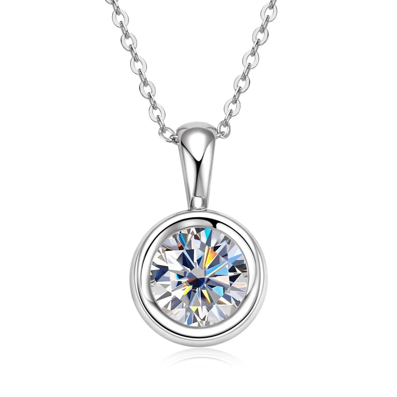 8MM 2.0CT D Color Round Moissanite Bubble Pendant Necklace Solid Silver 925 Sterling GRA Certified Jewelry for Woman Gifts