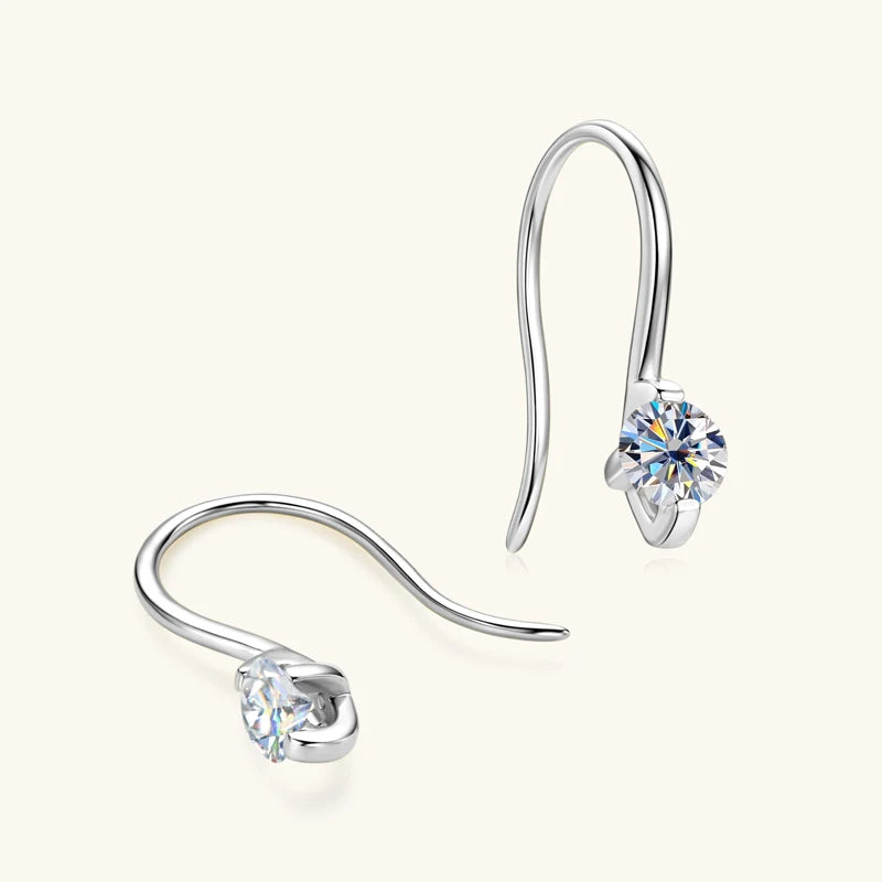 2024 4mm Round Moissanite Drop Hook Earrings 100% 925 Silver for Women Fine Jewelry Original with GRA Certificate Original