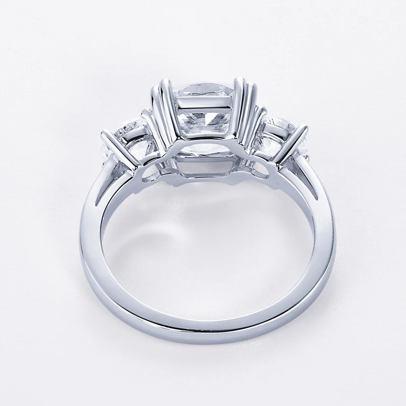 3.5CT Three Stone Engagement Ring Band 925 Silver Sterling Cushion Cut Moissanite Wedding Ring Certified Jewelry For Women