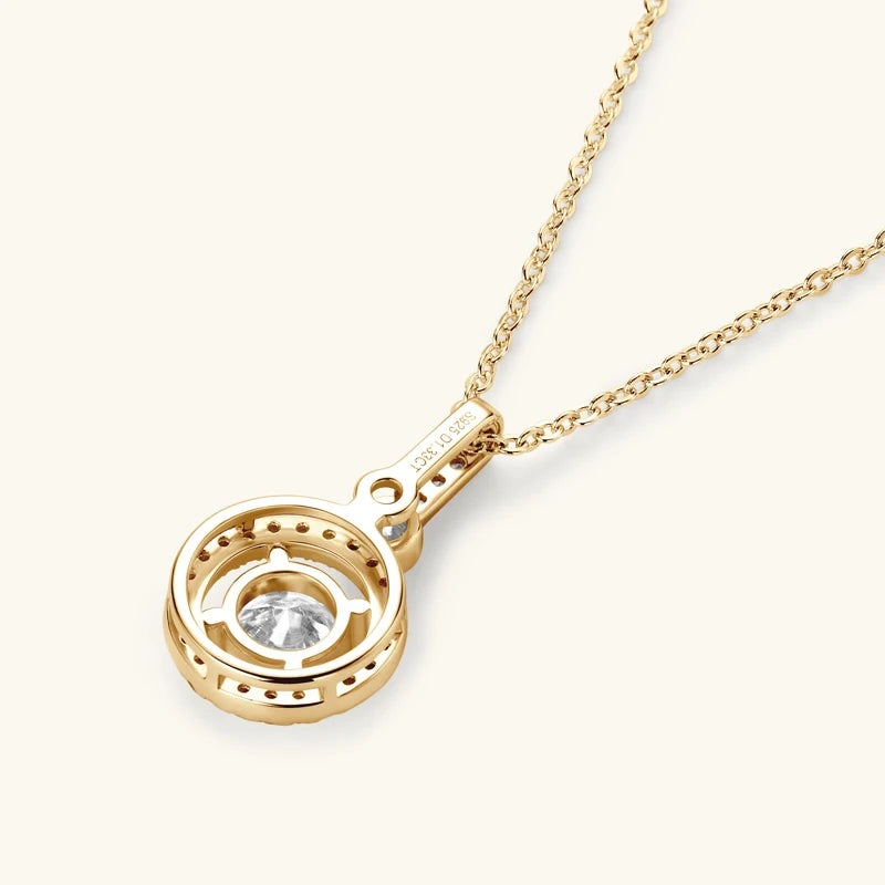 925 Sterling Silver Pendant Necklace Moissanite 6.5mm 1.33CTW. Round Cut Birthday Party Valentine Day Gift Women Jewelry