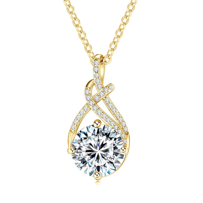 S925 Infinity Necklace 8mm 2.0CT Moissanite Pendant for Women Adjustable 925 Silver Chain GRA Certified Luxury Fine Jewelry Gift
