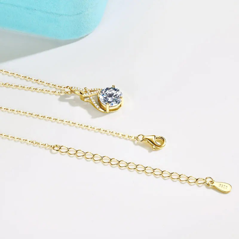 S925 Infinity Necklace 8mm 2.0CT Moissanite Pendant for Women Adjustable 925 Silver Chain GRA Certified Luxury Fine Jewelry Gift