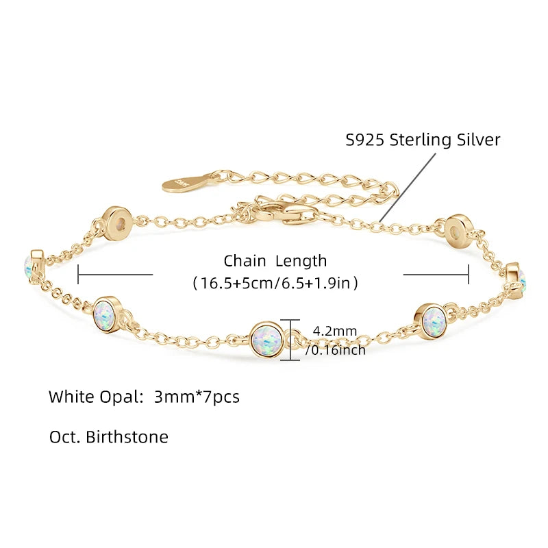 3mm Bezel Opal Bracelet 2024 Trendy 925 Silver Adjustable Chain Full of Stars Bracelet for Women Girl Gift Christmas Jewel