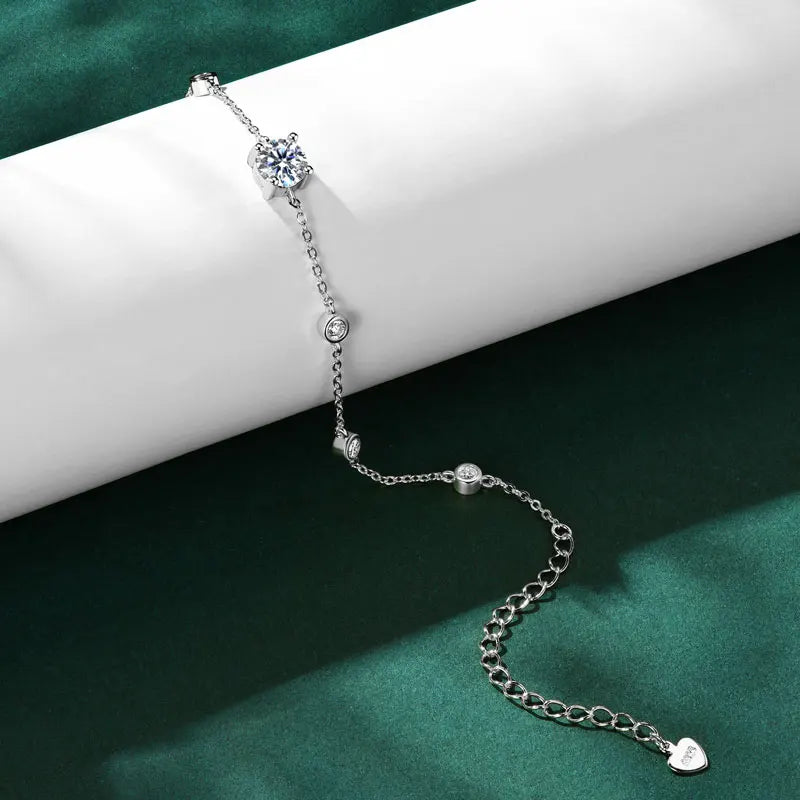 2025 Fashion Bracelets 6.5mm 1CT D All Moissanite Bracelet for Women 925 Silver Adjustable Chain Lab Diamond Jewelry Gifts