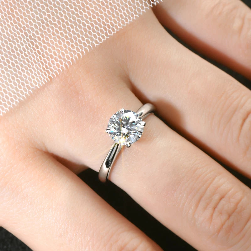 8mm 2.0ct Moissanite Wedding Ring Set Solitaire Diamond Engagement Ring Band for Women Full Eternity Band Girls 925 Silver