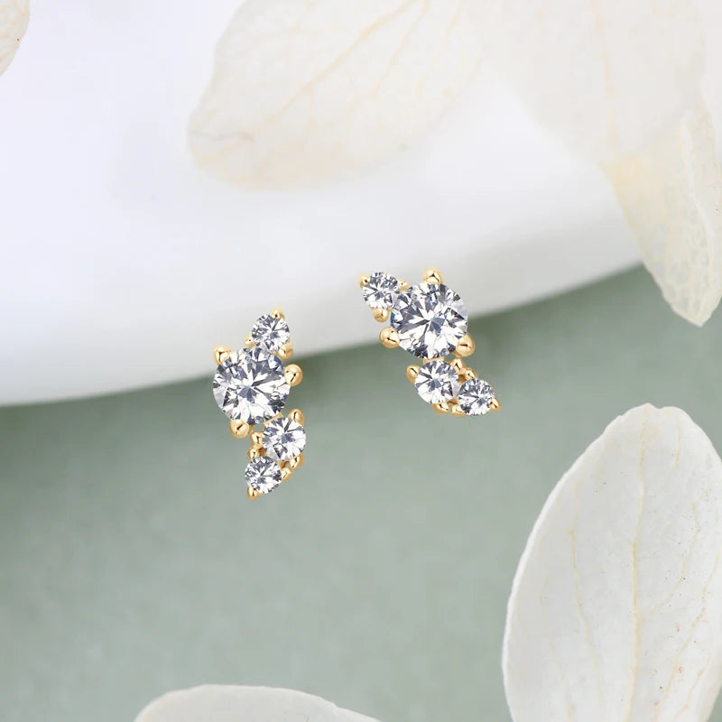 Mini Needles Stud Earrings 925 Sterling Silver for Women with D Color Moissanite Lovely Piercing Jewelry with Certificate