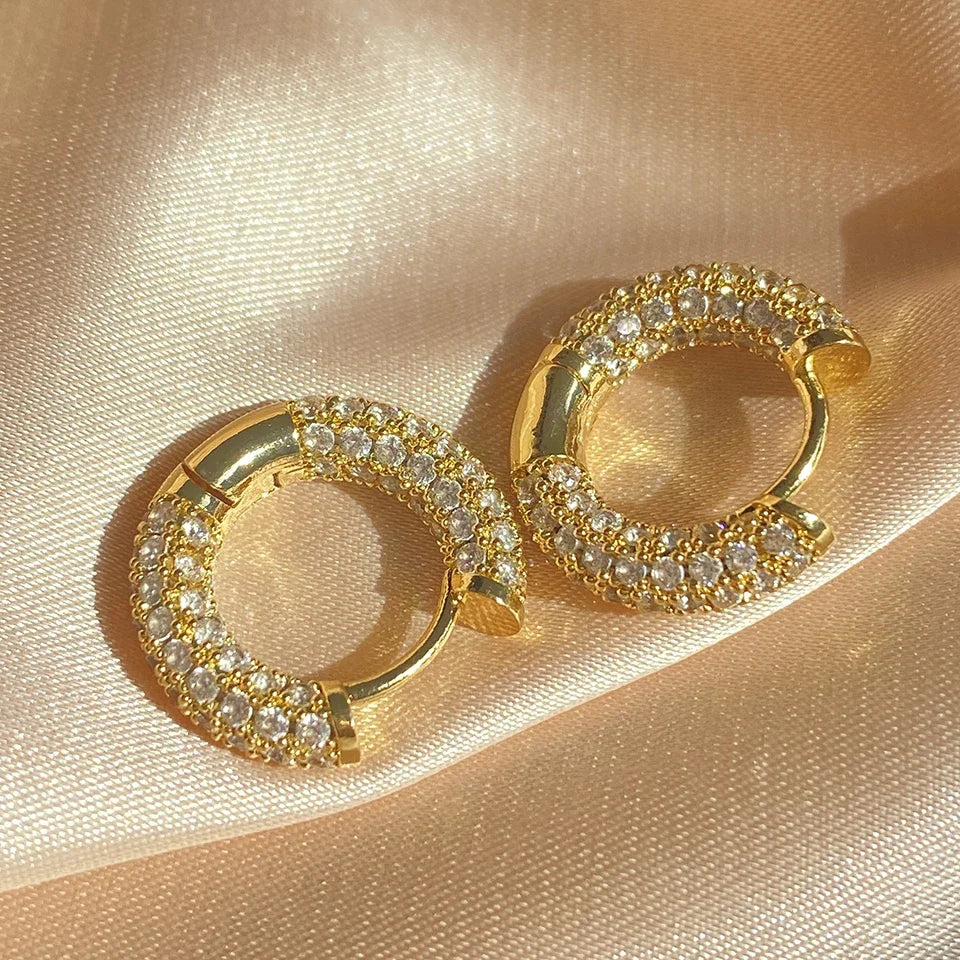 Micro Paved Full Moissanite Hoops Earrings Silver 925 Dazzling Diamond Ear Luxury Jewelry for Women Men Party Wedding Gift