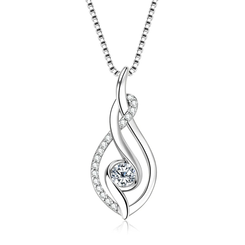 Real D0.43CT Moissanite Twist Pendant Infinity Necklace Silver 925 Sterling for Women Jewelry Wedding Party Birthday Gifts